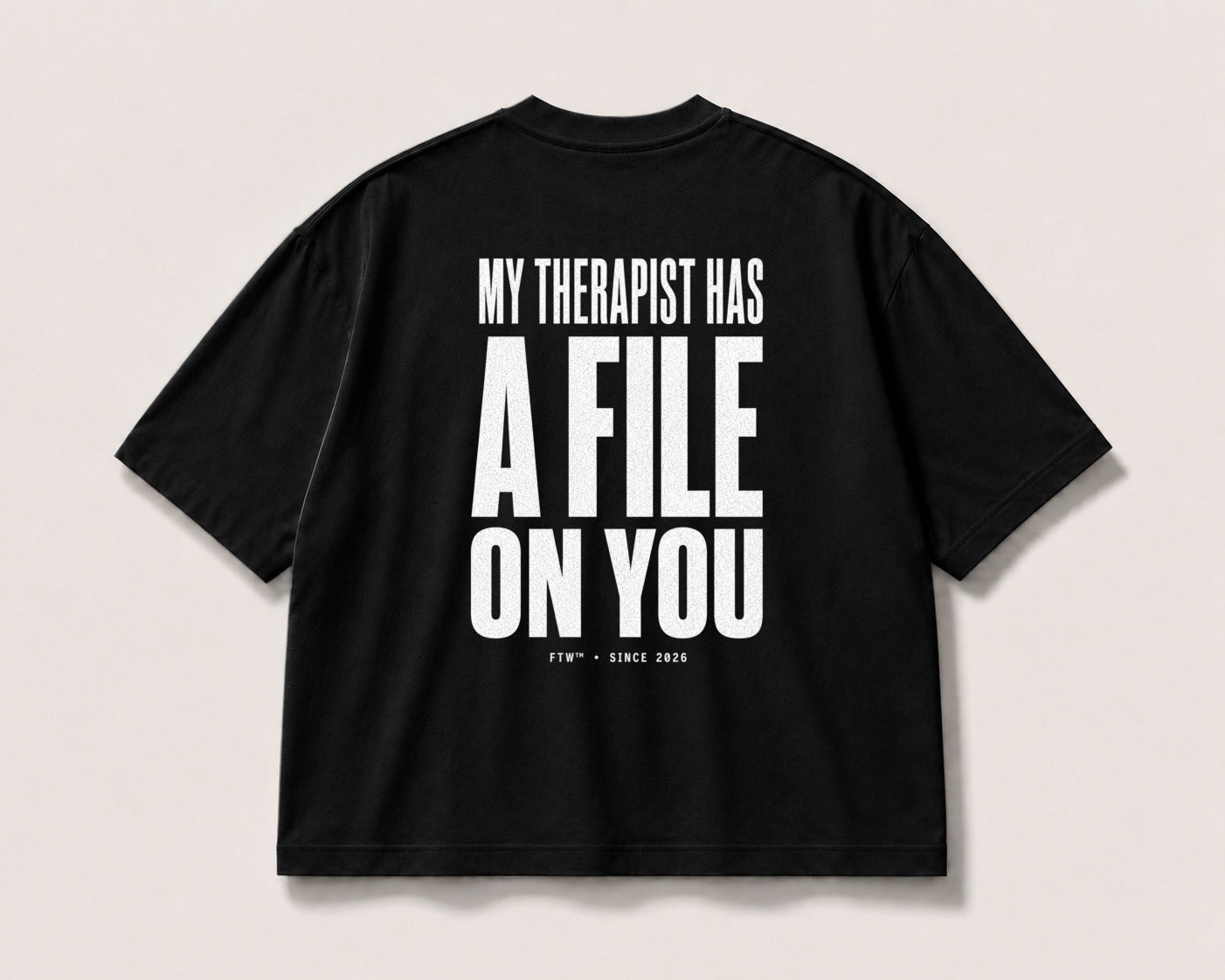 A File on You Back-Print Oversized Tee – black product view
