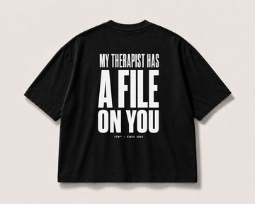 A File on You Back-Print Oversized Tee – black product view