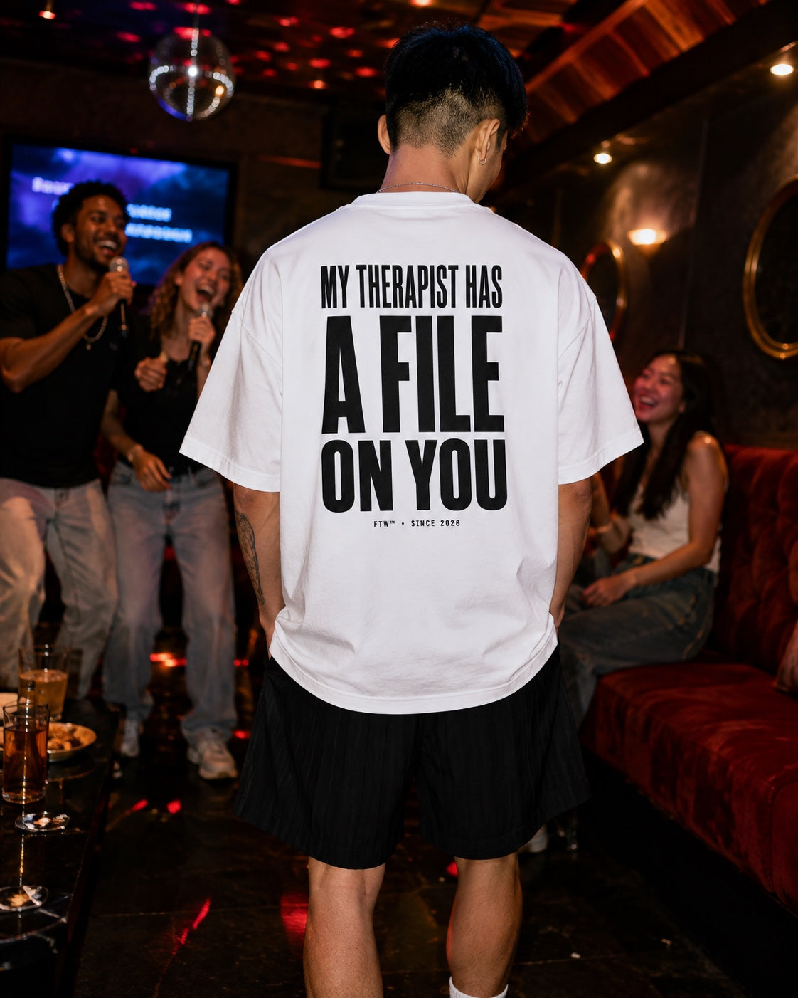 A File on You Back-Print Oversized Tee – men's lifestyle view