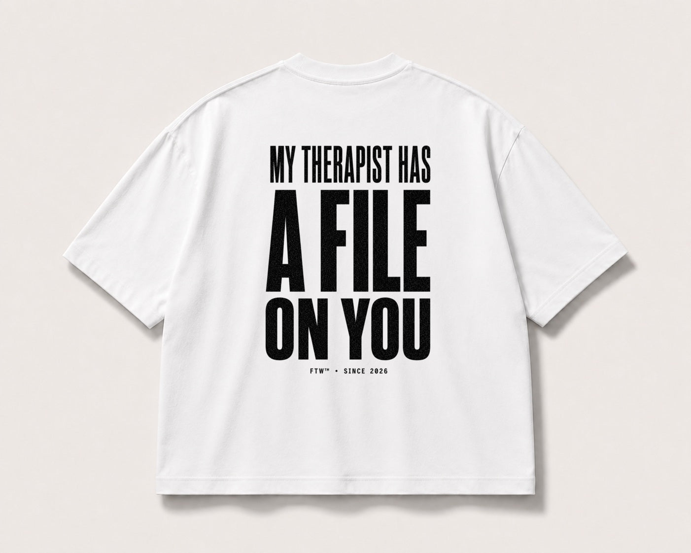 A File on You Back-Print Oversized Tee – white product view