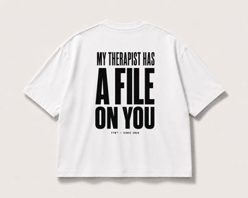 A File on You Back-Print Oversized Tee – white product view