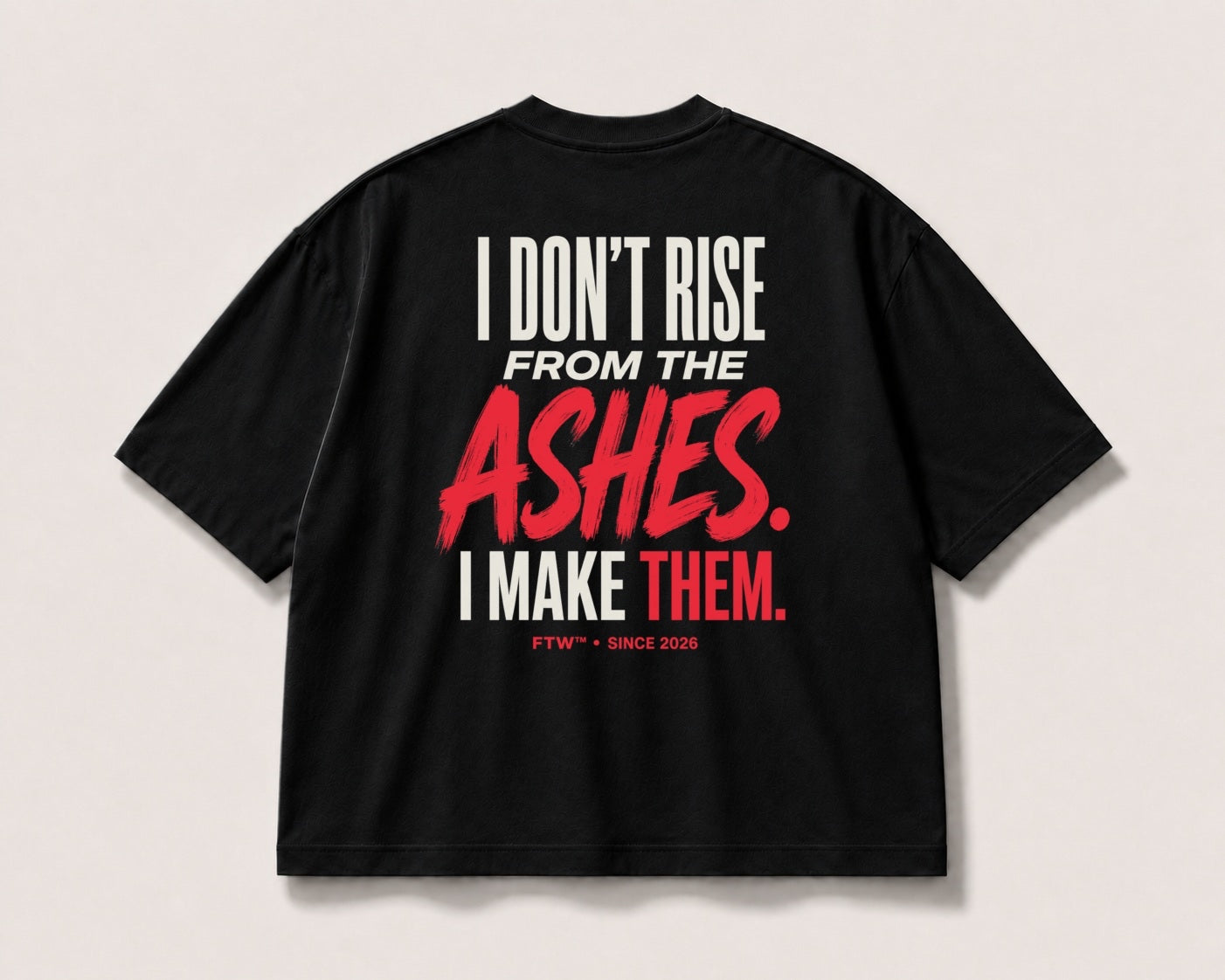 From the Ashes Back-Print Oversized Tee – black product view