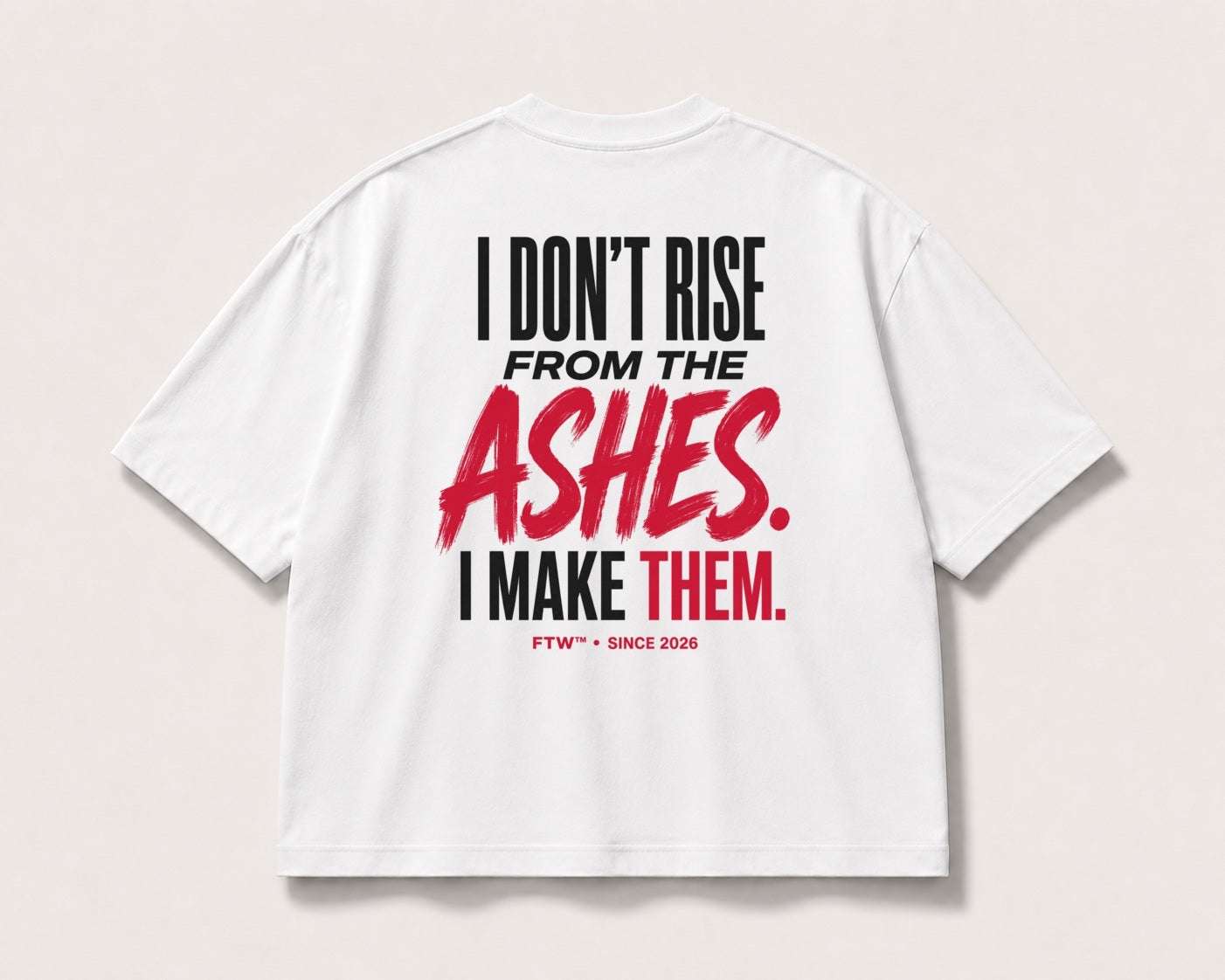 From the Ashes Back-Print Oversized Tee – white product view