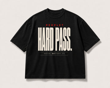 Hard Pass Social Battery Oversized Tee – black product view