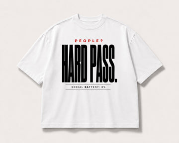 Hard Pass Social Battery Oversized Tee – white product view