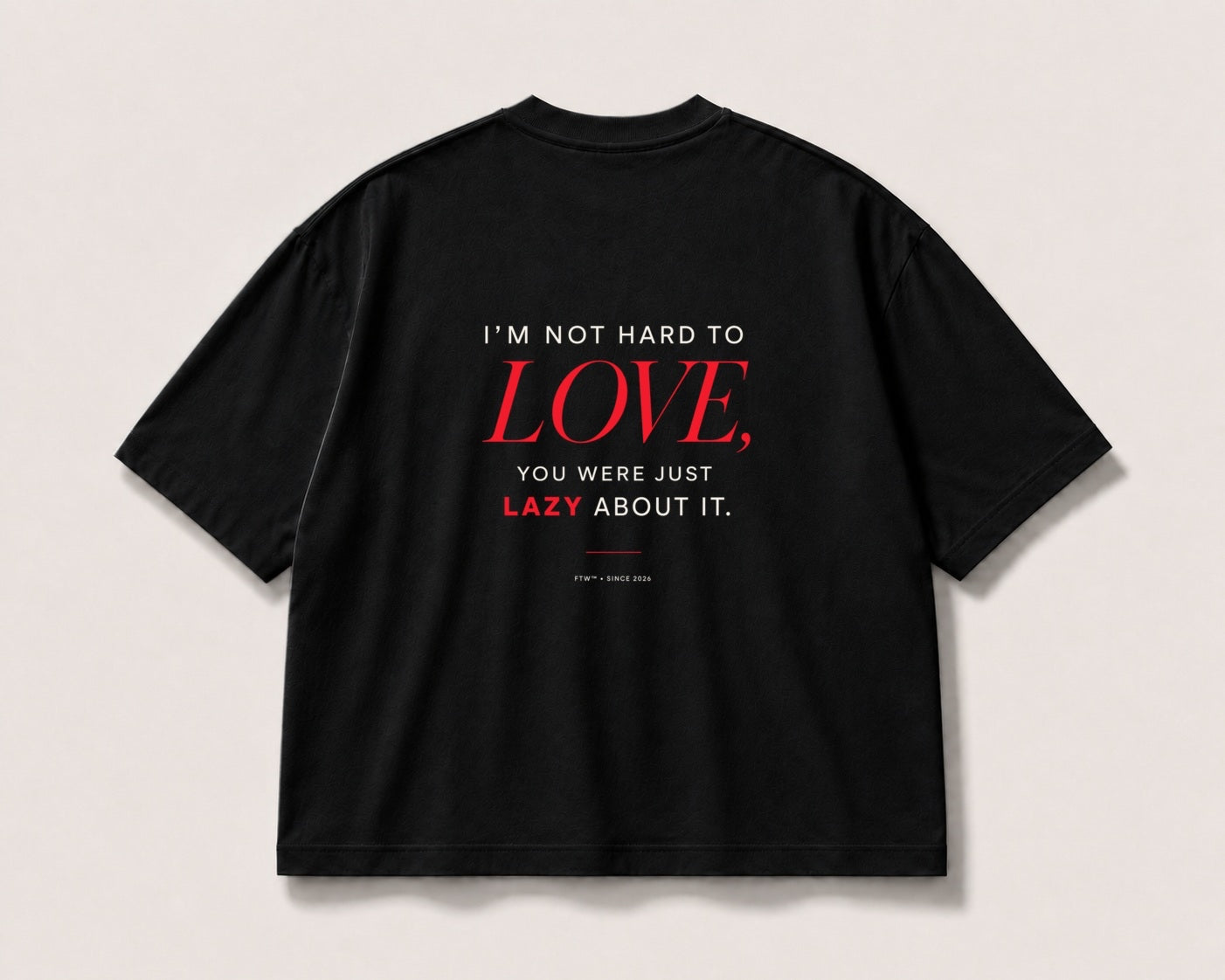 Hard to Love Back-Print Oversized Tee – black product view