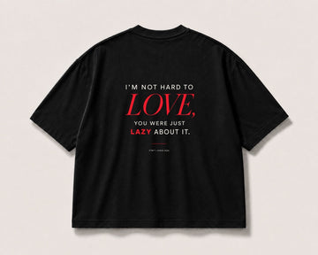 Hard to Love Back-Print Oversized Tee – black product view
