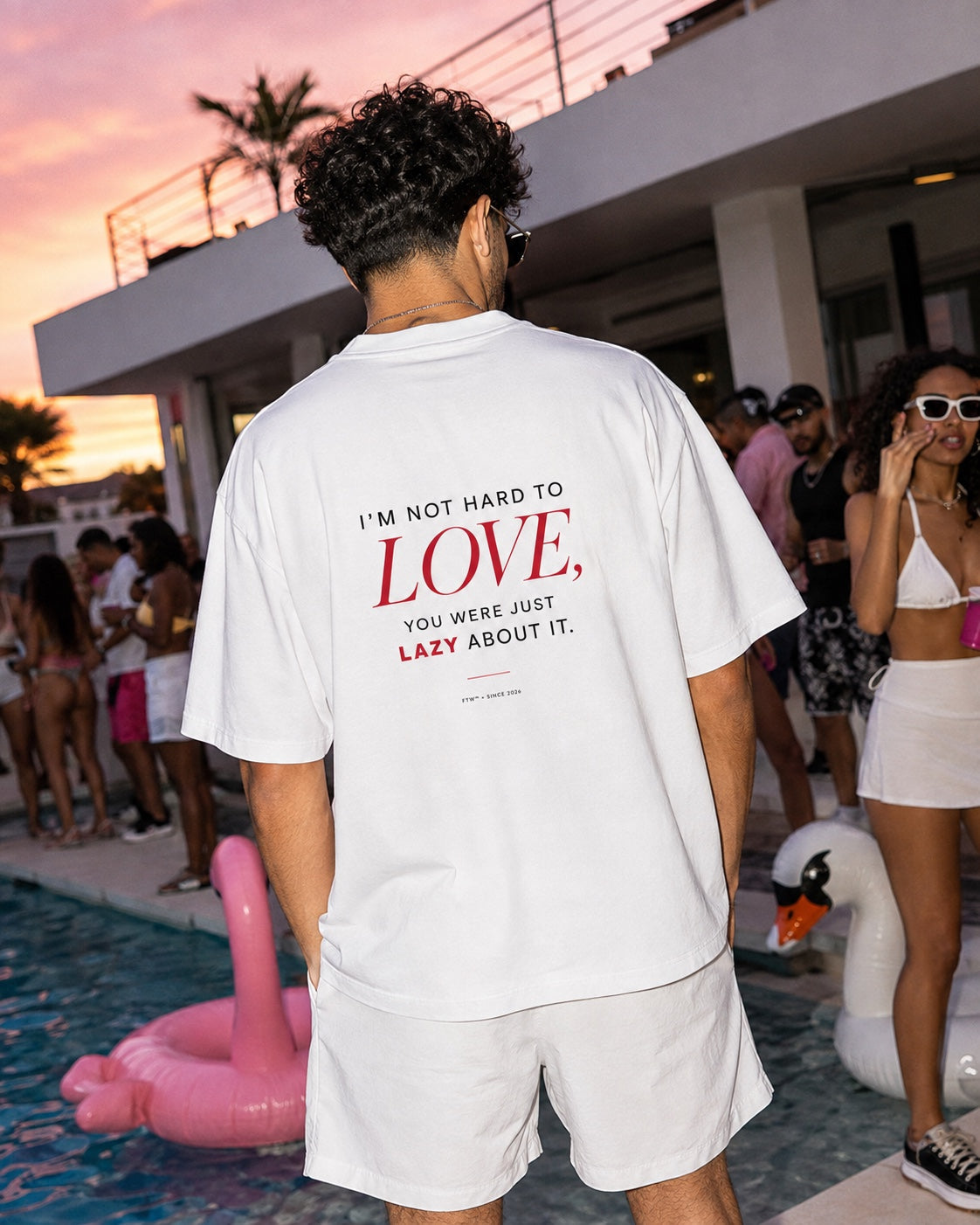 Hard to Love Back-Print Oversized Tee – men's lifestyle view