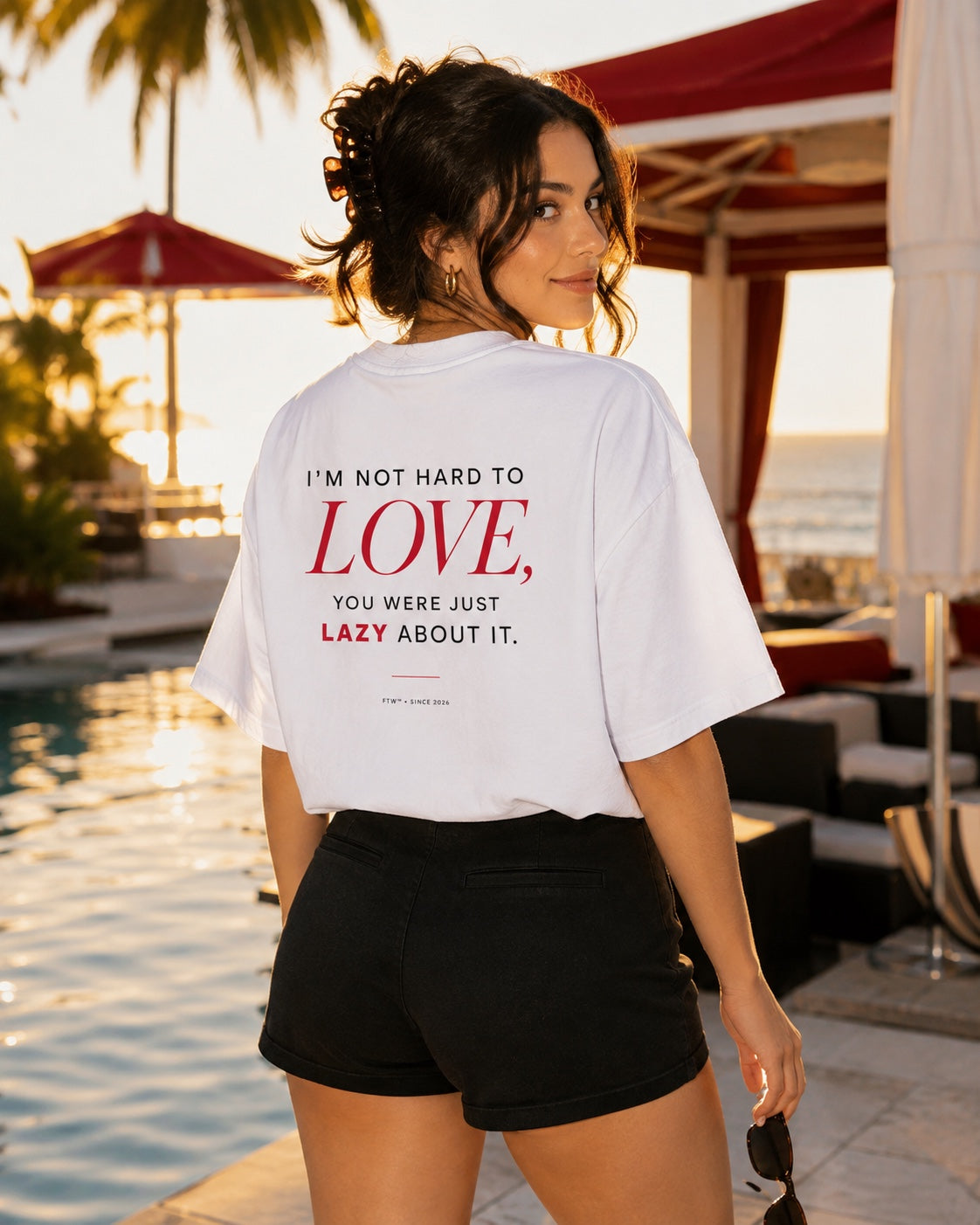 Hard to Love Back-Print Oversized Tee – women's lifestyle view