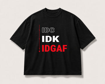 IDGAF Oversized Graphic Tee – black product view