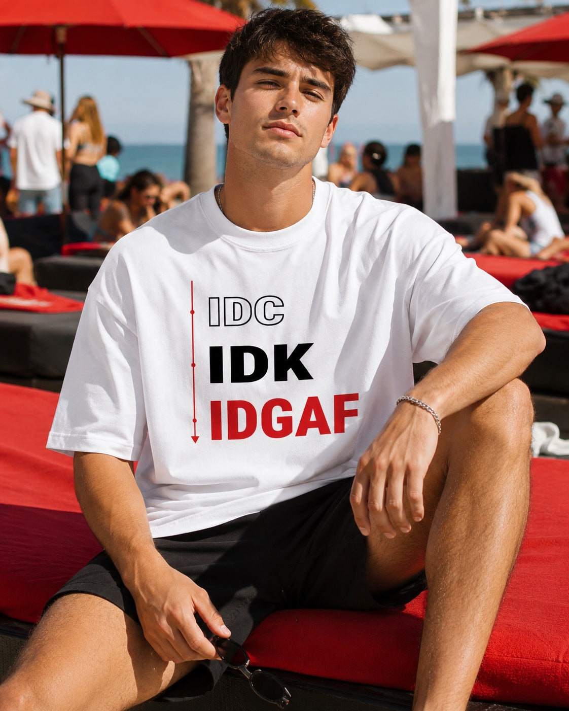 IDGAF Oversized Graphic Tee – men's lifestyle view
