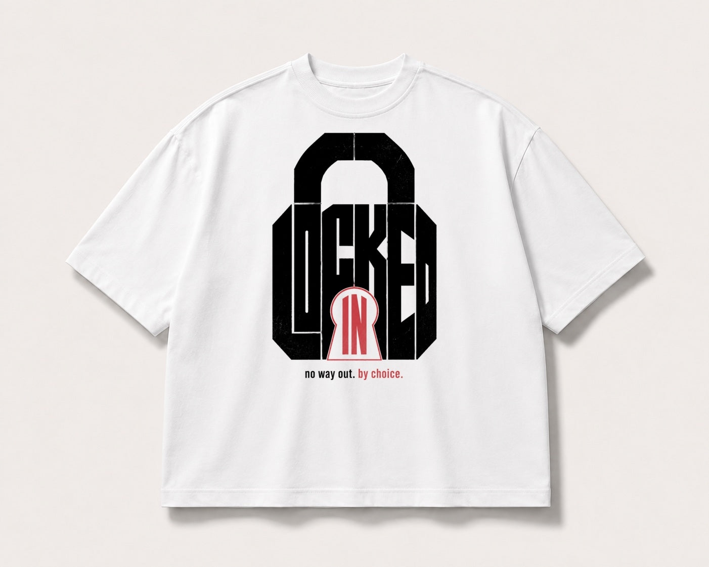 Locked In Oversized Graphic Tee – white product view