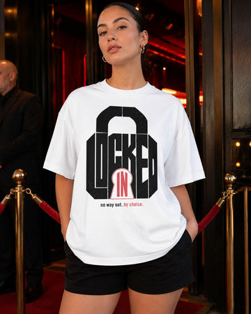Locked In Oversized Graphic Tee – women's lifestyle view