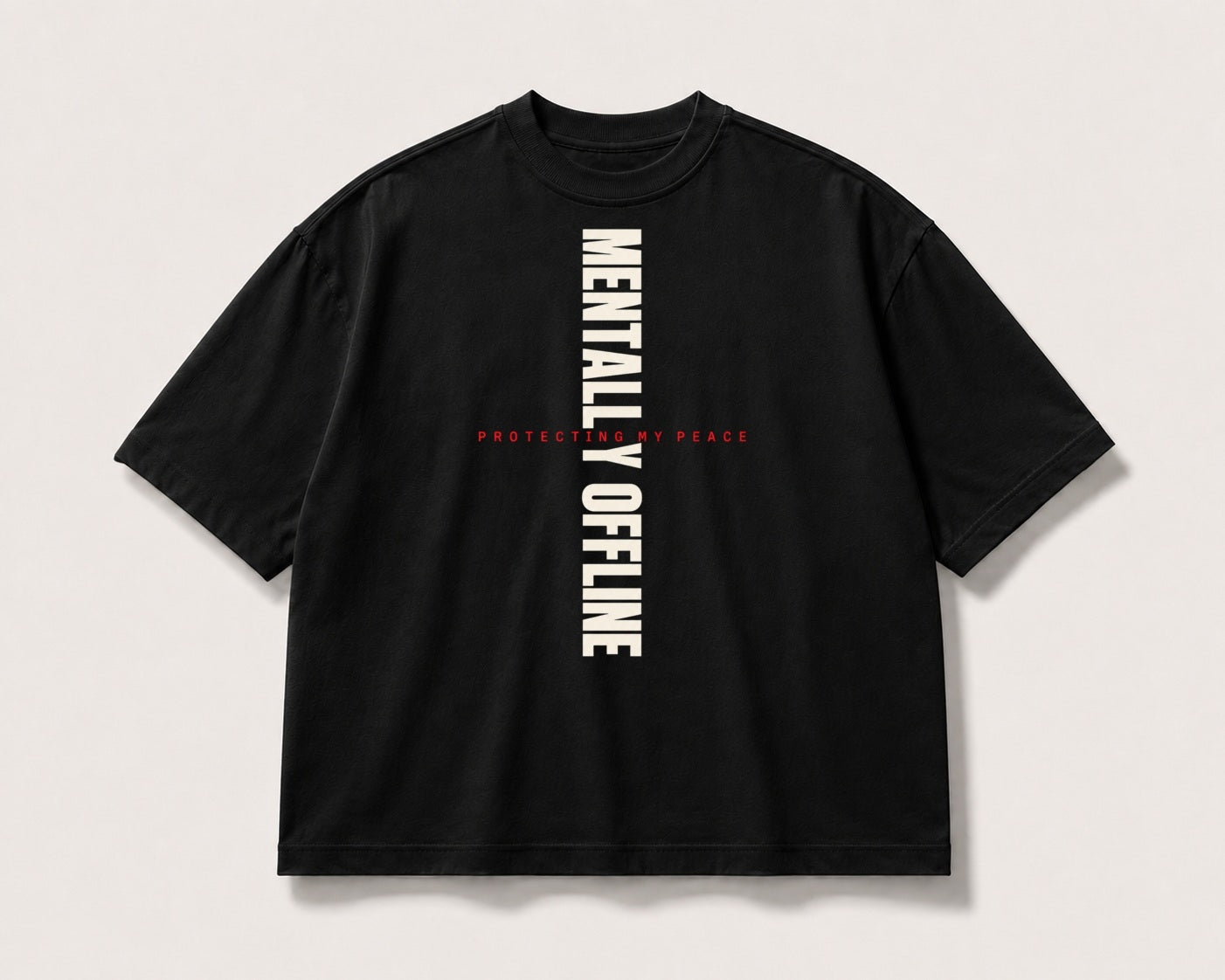 Mentally Offline Oversized Graphic Tee – black product view