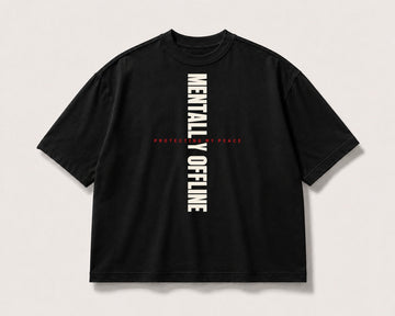 Mentally Offline Oversized Graphic Tee – black product view