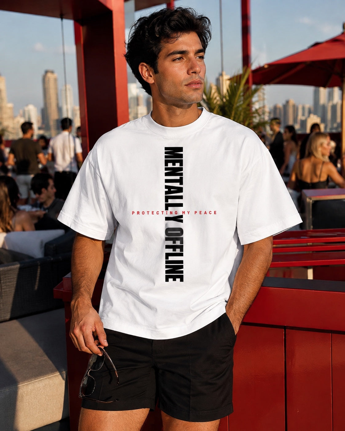 Mentally Offline Oversized Graphic Tee – men's lifestyle view