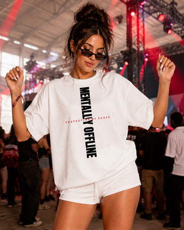 Mentally Offline Oversized Graphic Tee – women's lifestyle view