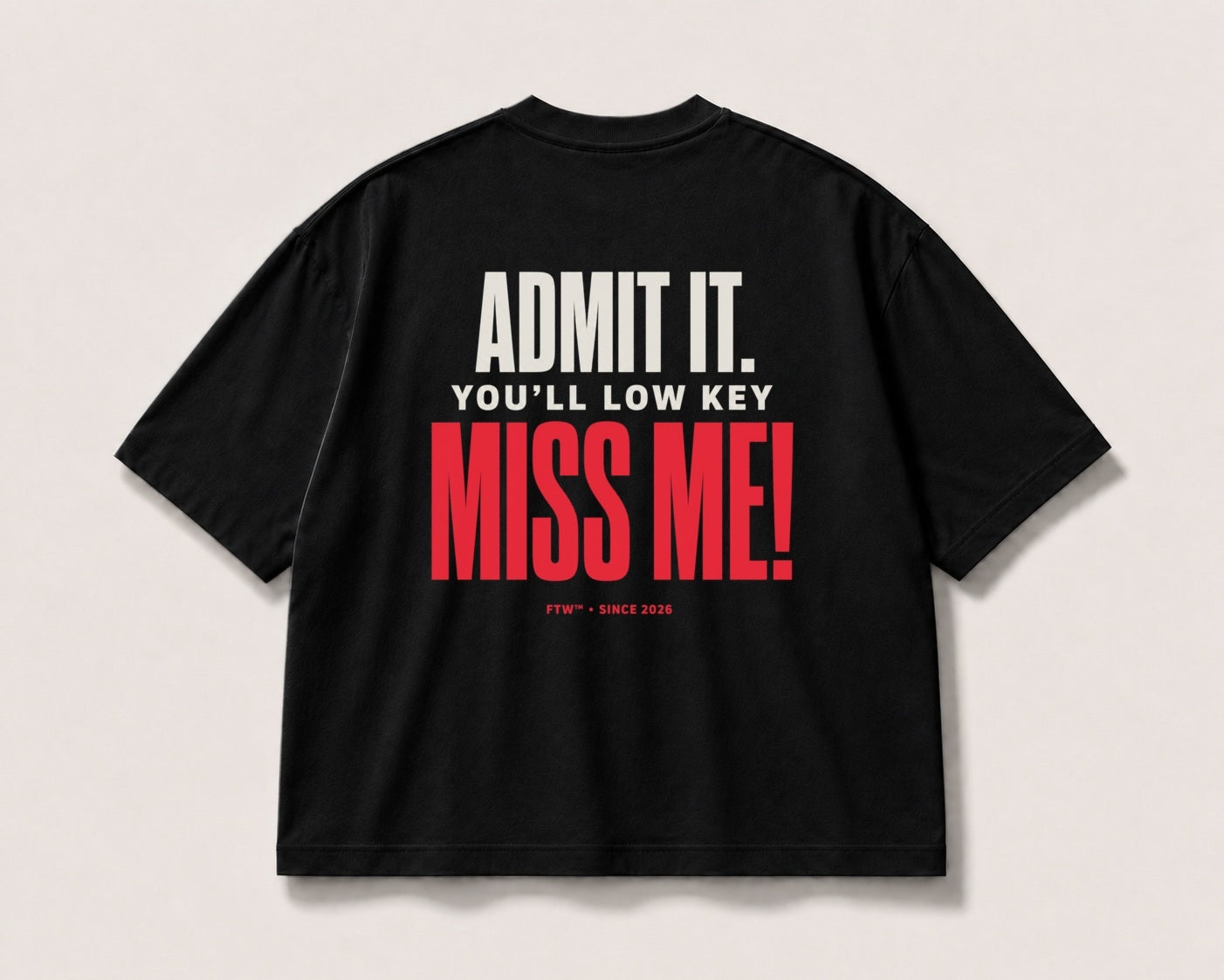 Miss Me Back-Print Oversized Tee – black product view
