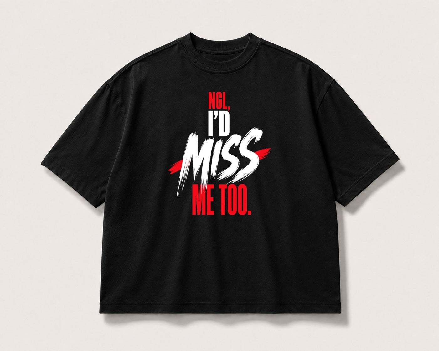 Miss Me Too Oversized Graphic Tee – black product view