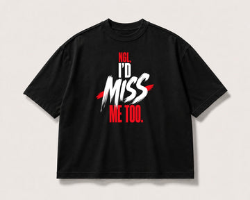 Miss Me Too Oversized Graphic Tee – black product view