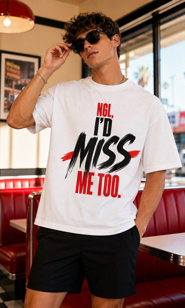 Miss Me Too Oversized Graphic Tee – men's lifestyle view