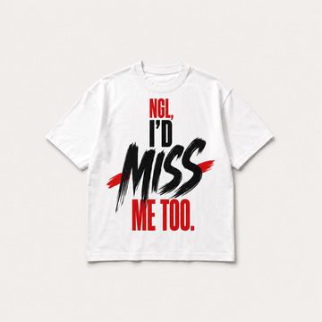 Miss Me Too Oversized Graphic Tee – white product view