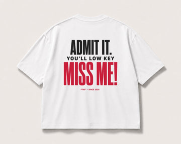 Miss Me Back-Print Oversized Tee – white product view