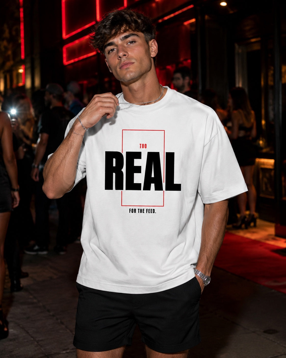 Too Real for the Feed Oversized Tee – men's lifestyle view