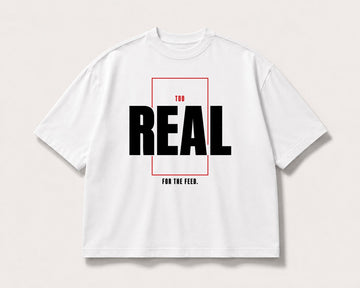 Too Real for the Feed Oversized Tee – white product view
