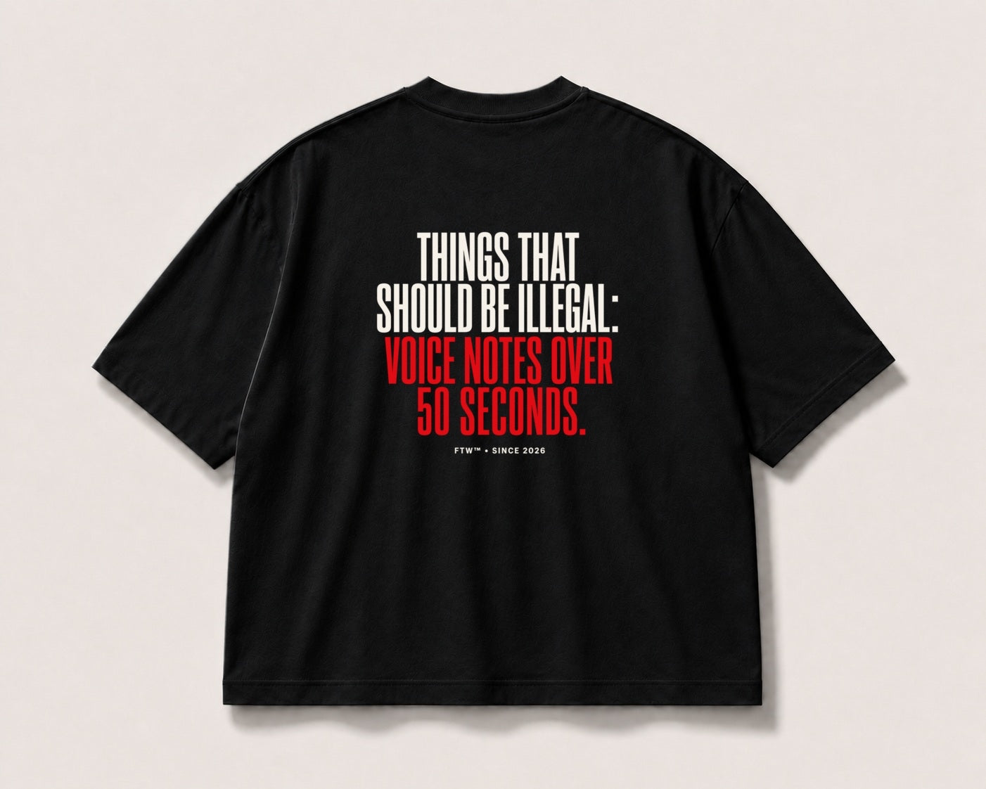 Voice Notes Back-Print Oversized Tee – black product view