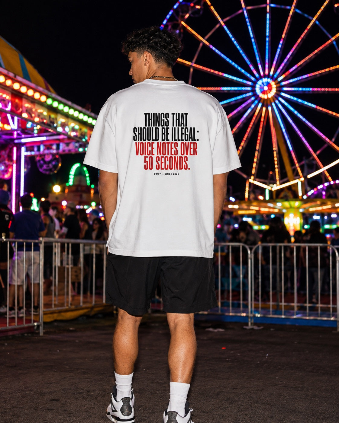 Voice Notes Back-Print Oversized Tee – men's lifestyle view