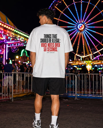 Voice Notes Back-Print Oversized Tee – men's lifestyle view