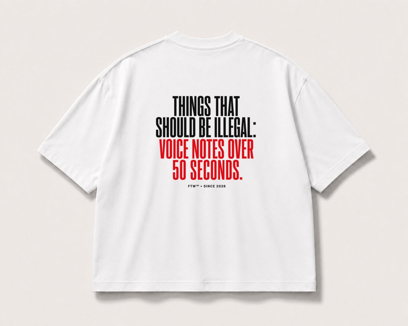 Voice Notes Back-Print Oversized Tee – white product view