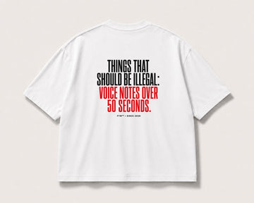 Voice Notes Back-Print Oversized Tee – white product view